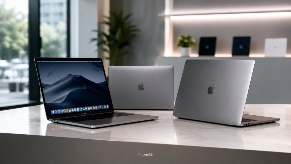 Acquisto e Vendita di Macbook Pro Ricondizionati a Milano | PhoneMI 1 MacBook Pro ricondizionati esposti in un negozio PhoneMI a Milano