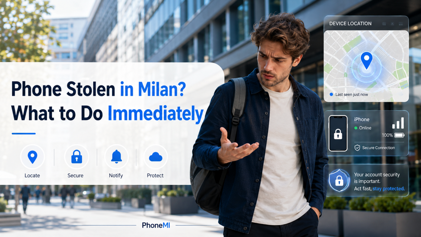 Phone Stolen in Milan: What to Do Immediately to Protect Your Data and Accounts